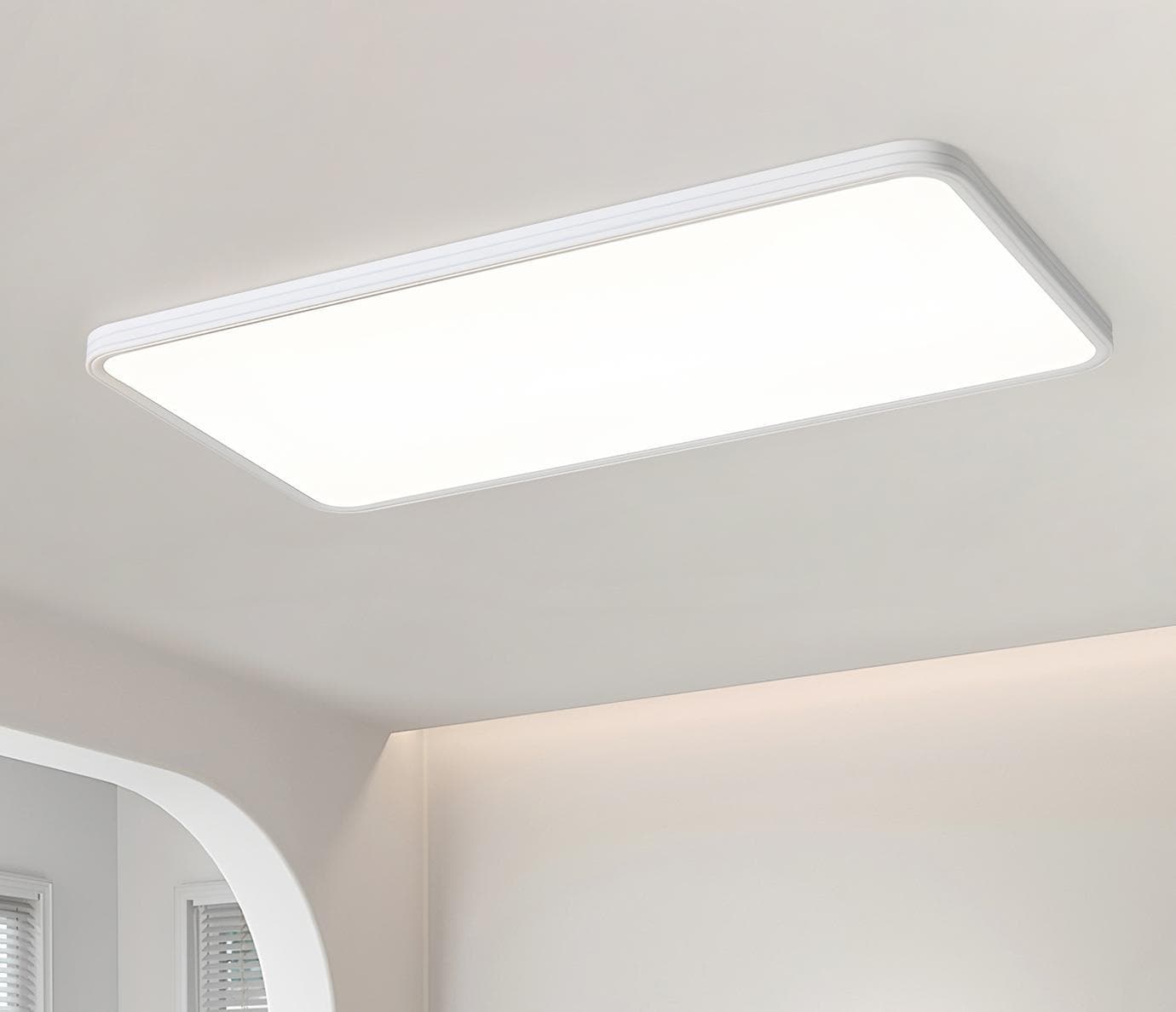 Ultra-thin ceiling light installed in a modern room
